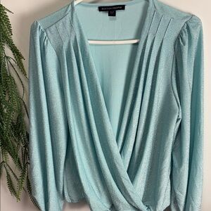 Boston Proper Shimmering Aqua Blouse